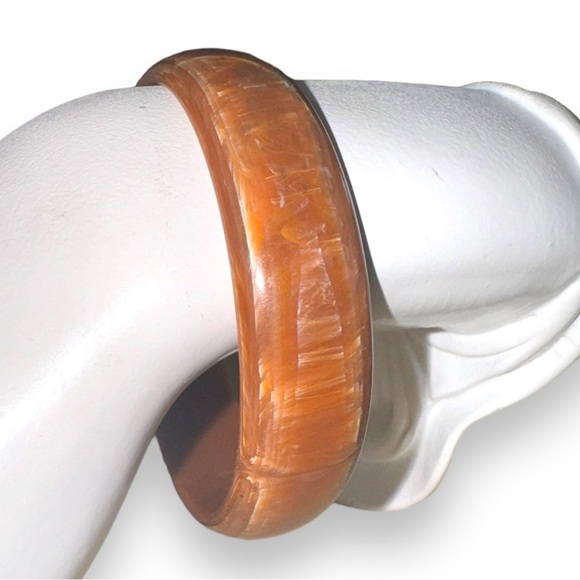VTG Marbleized Bakelite Rootbeer Swirl Bangle Bracelet - Picture 2 of 5